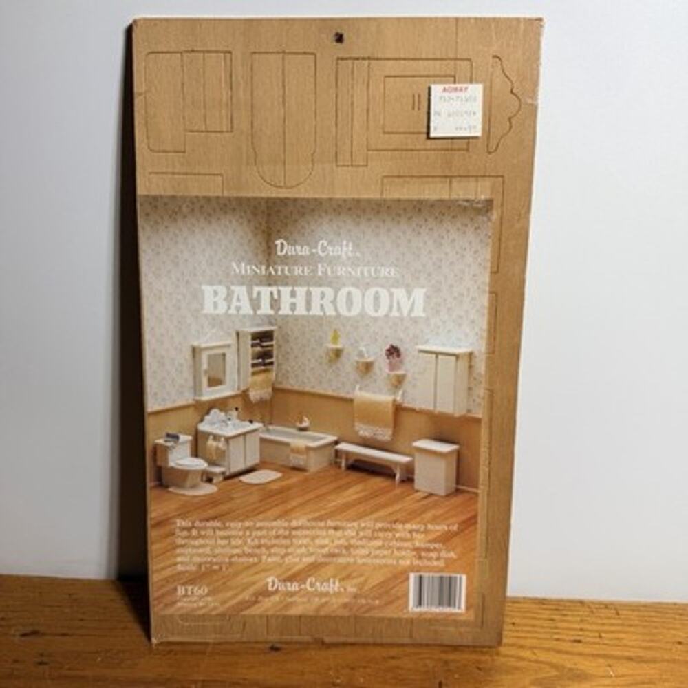 Dura-Craft Miniature Dollhouse Furniture BATHROOM Kit Vtg Toilet Sink Tub